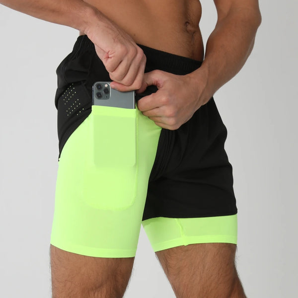 Men Gym Shorts 2 on 1 Running
