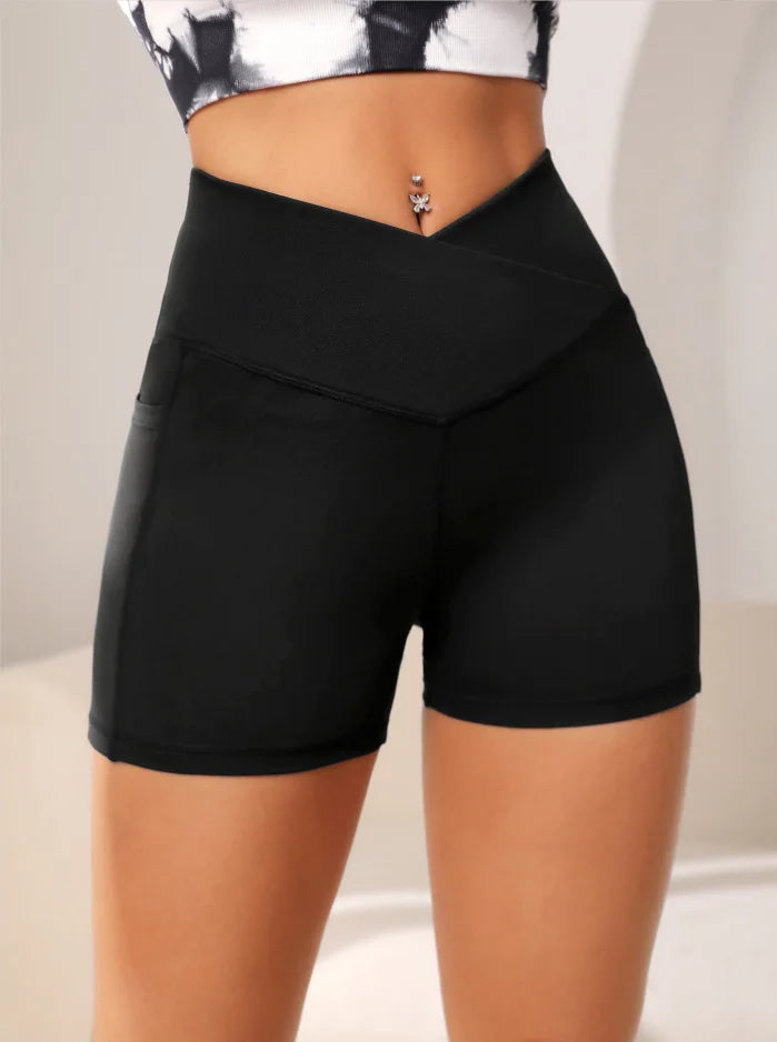 Gym Shorts Women - Cross Waist